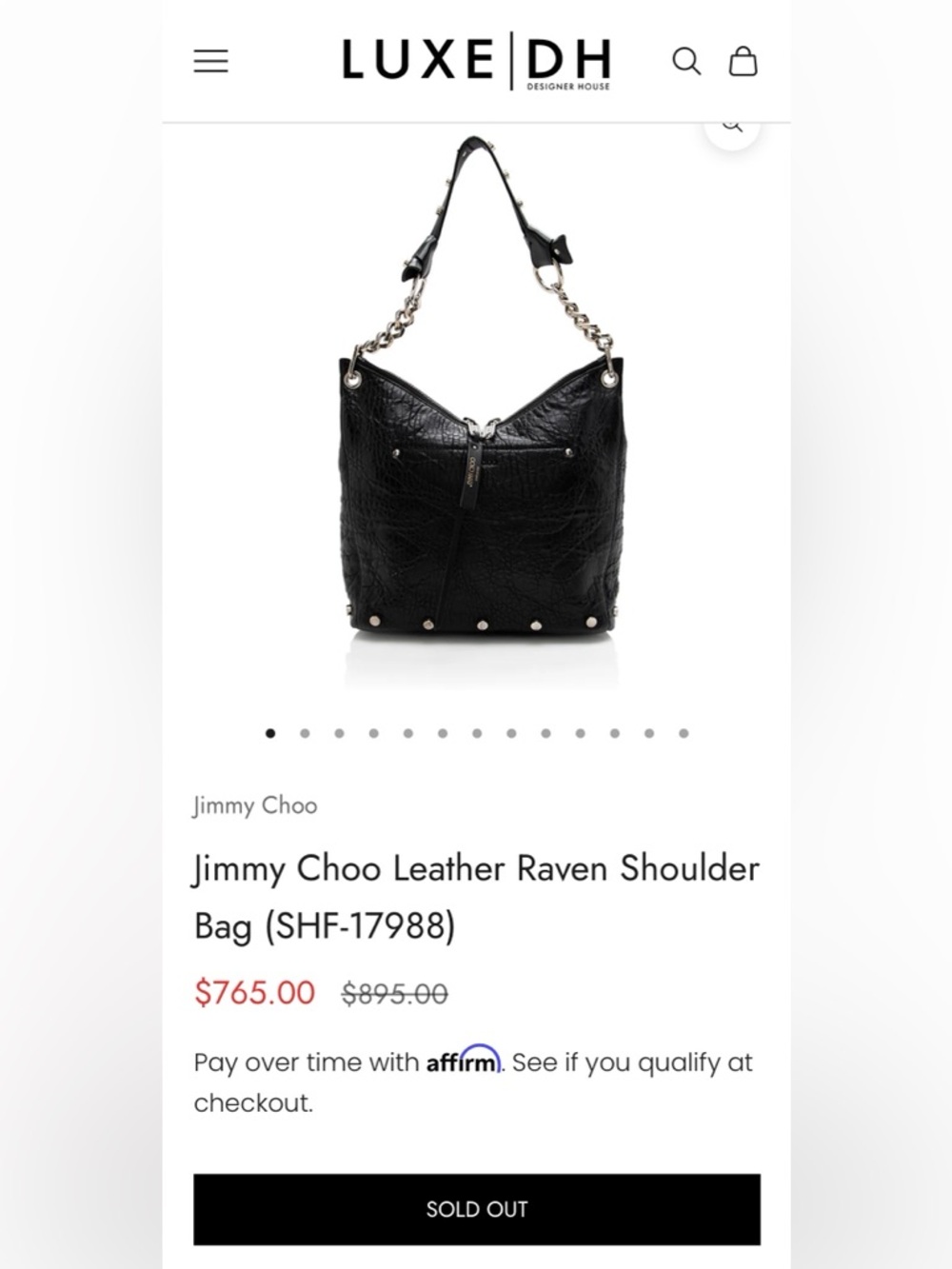 JIMMY CHOO Raven Hobo Shoulder Bag w/ COA - EUC - Picture 9 of 13